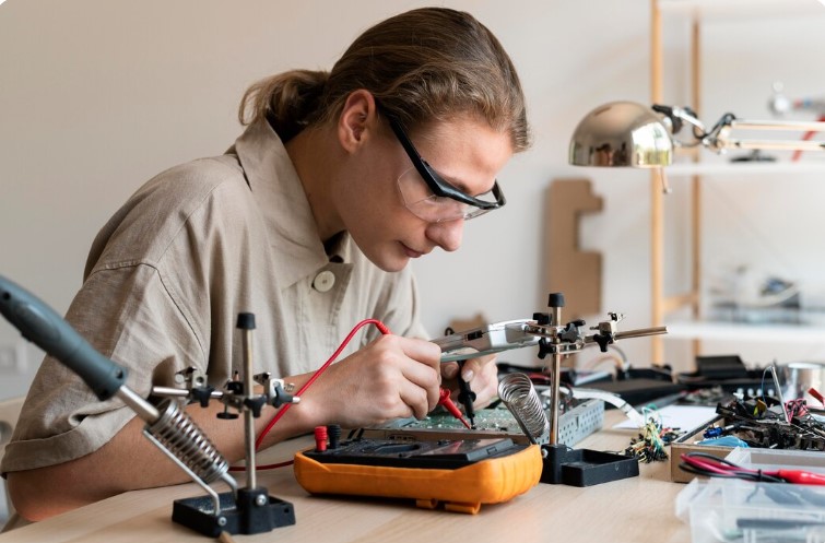 ingeniero electrónico desempeñando sus funciones
